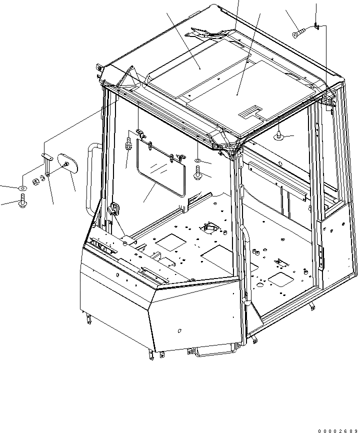 Схема запчастей Komatsu WA250-5L - КАБИНА ROPS (КРЫША ПОДУШКА) КАБИНА ОПЕРАТОРА И СИСТЕМА УПРАВЛЕНИЯ