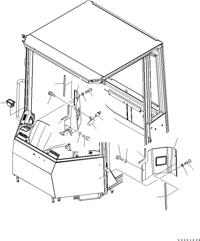 Схема запчастей Komatsu WA250-5L - КАБИНА ROPS (COVER) КАБИНА ОПЕРАТОРА И СИСТЕМА УПРАВЛЕНИЯ