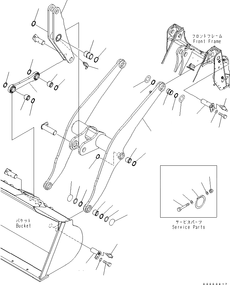 Схема запчастей Komatsu WA250-5L - СТРЕЛА И BELL CRANK (СТАНДАРТН. 3-Х СЕКЦИОНН. JRB) РАБОЧЕЕ ОБОРУДОВАНИЕ