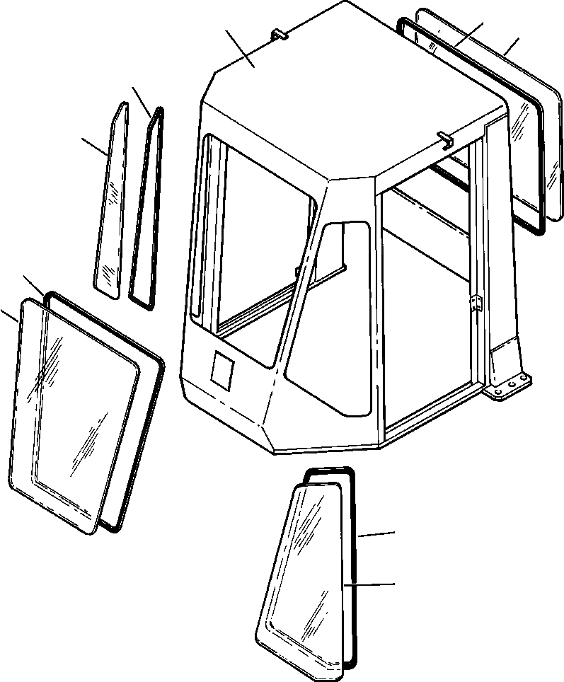 Схема запчастей Komatsu WA250-1LC - КАБИНА ROPS ОКНАS - заводской номер A - A8 РАМА