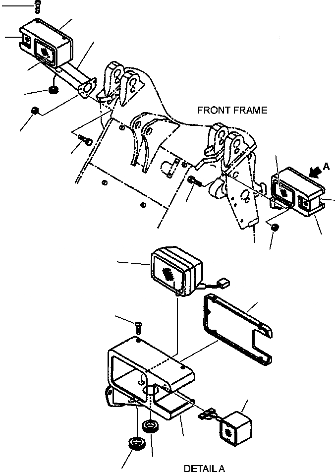 Схема запчастей Komatsu WA250-3L - FIG. E-A ПЕРЕДН. ОСВЕЩЕНИЕ ЭЛЕКТРИКА