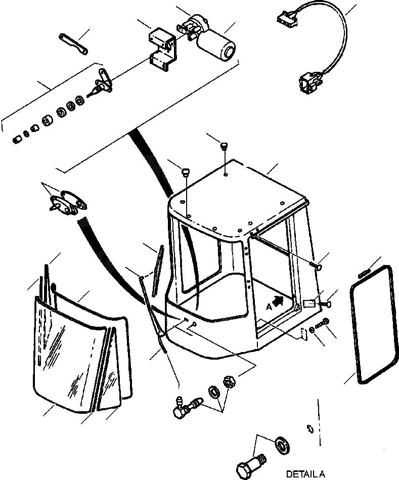 Схема запчастей Komatsu WA250-3L - FIG. K-A КАБИНА - ПЕРЕДН. СТЕКЛА, ПЕРЕДН. ДВОРНИКИ, И ДВЕРЬ УПЛОТНЕНИЕ КАБИНА ОПЕРАТОРА И СИСТЕМА УПРАВЛЕНИЯ