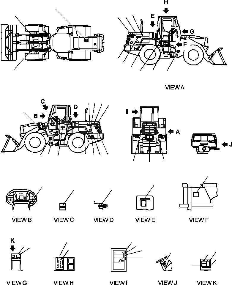 Схема запчастей Komatsu WA250-3L - FIG. U-A МАРКИРОВКА - АНГЛ. МАРКИРОВКА