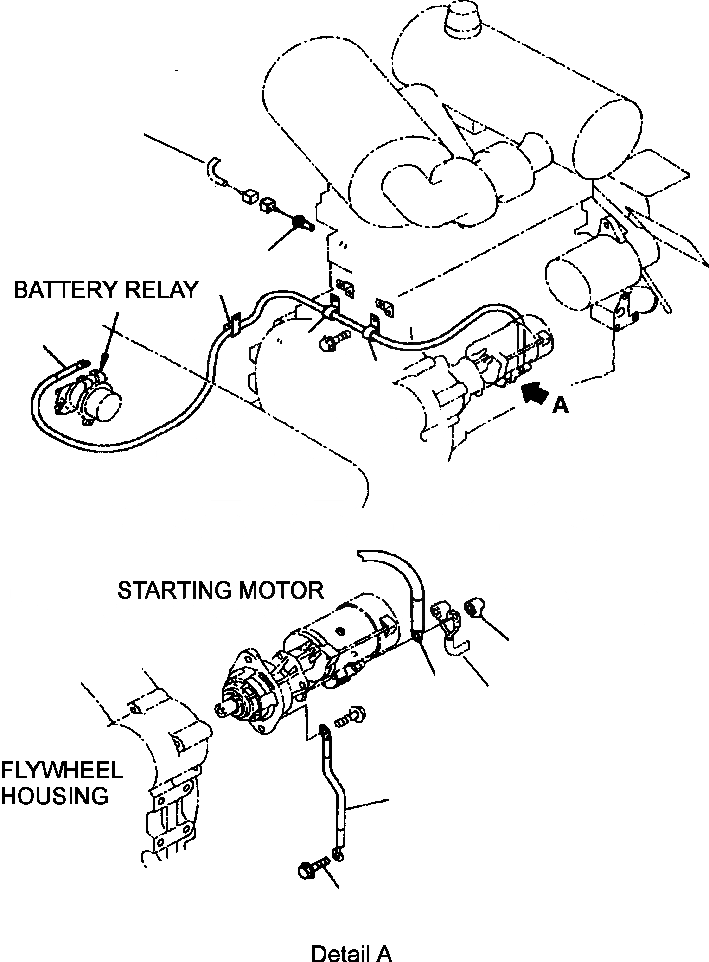 Схема запчастей Komatsu WA250PT-3MC - FIG. B-A ДВИГАТЕЛЬ ЭЛЕКТРОПРОВОДКА - СТАРТЕР КОМПОНЕНТЫ ДВИГАТЕЛЯ