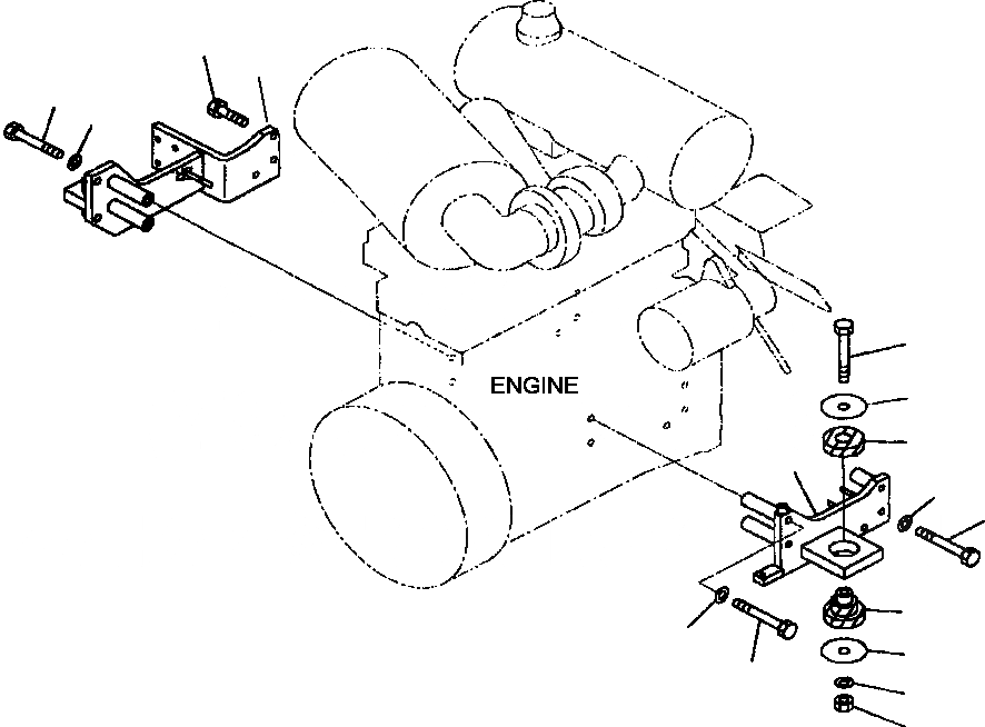 Схема запчастей Komatsu WA250PT-3MC - FIG. B-A КРЕПЛЕНИЕ ДВИГАТЕЛЯ КОМПОНЕНТЫ ДВИГАТЕЛЯ