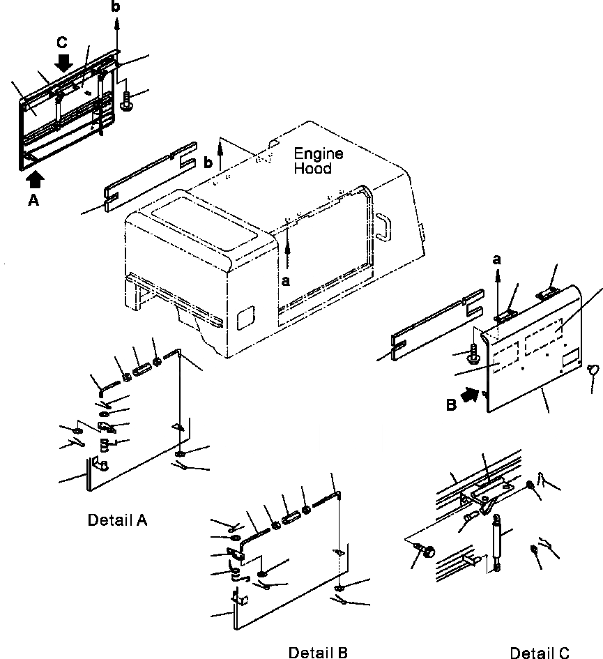 Схема запчастей Komatsu WA250PT-3MC - FIG. M-A ДВЕРЦЫ КАПОТА ЧАСТИ КОРПУСА