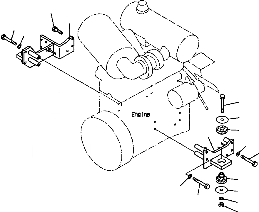 Схема запчастей Komatsu WA250PT-3L - FIG NO. B-A КРЕПЛЕНИЕ ДВИГАТЕЛЯ КОМПОНЕНТЫ ДВИГАТЕЛЯ