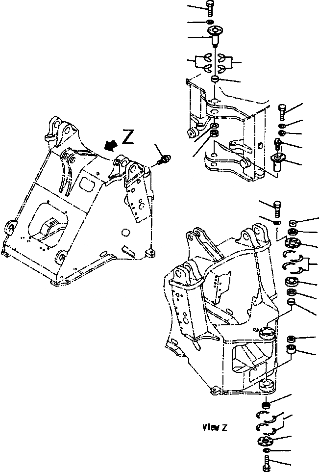 Схема запчастей Komatsu WA250PT-3L - FIG NO. J-A HINGE ПАЛЕЦ ПЕРЕДН. РАМА