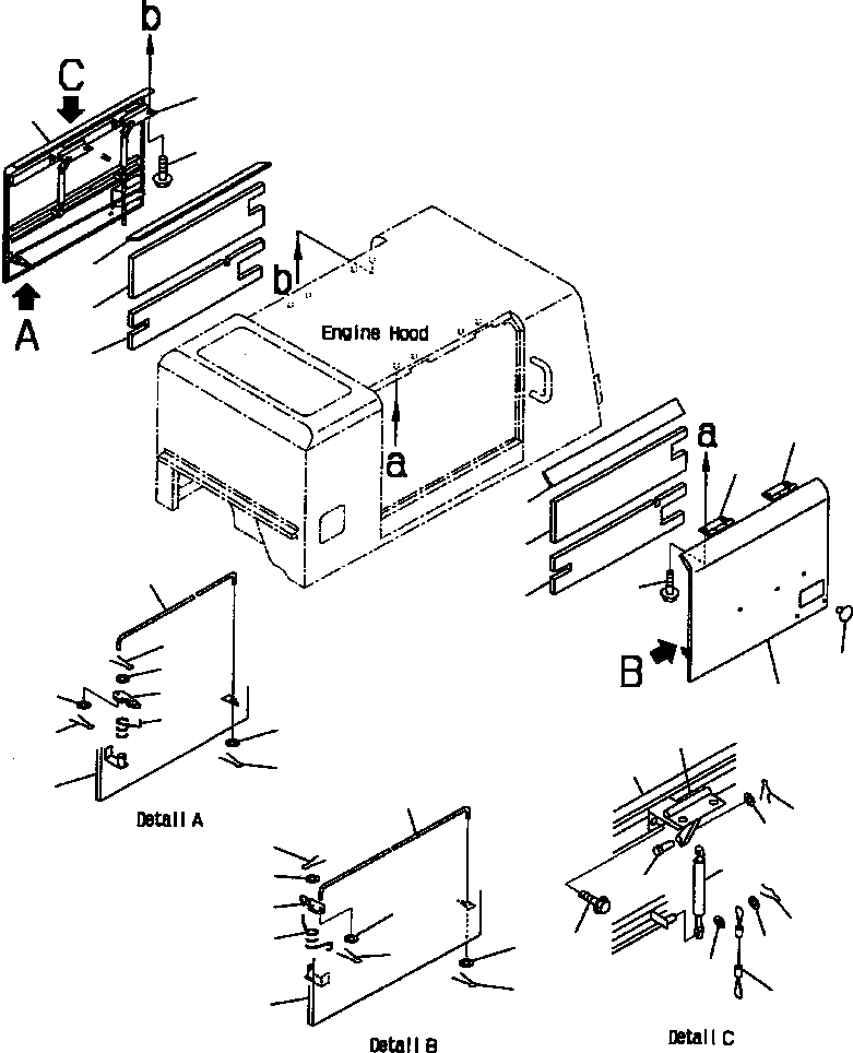 Схема запчастей Komatsu WA250PT-3L - FIG NO. M-A ДВЕРЦЫ КАПОТА ЧАСТИ КОРПУСА