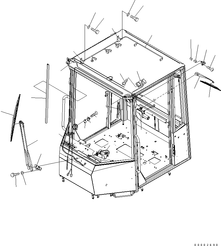 Схема запчастей Komatsu WA250PT-5L - КАБИНА ROPS (ДВОРНИКИ) КАБИНА ОПЕРАТОРА И СИСТЕМА УПРАВЛЕНИЯ