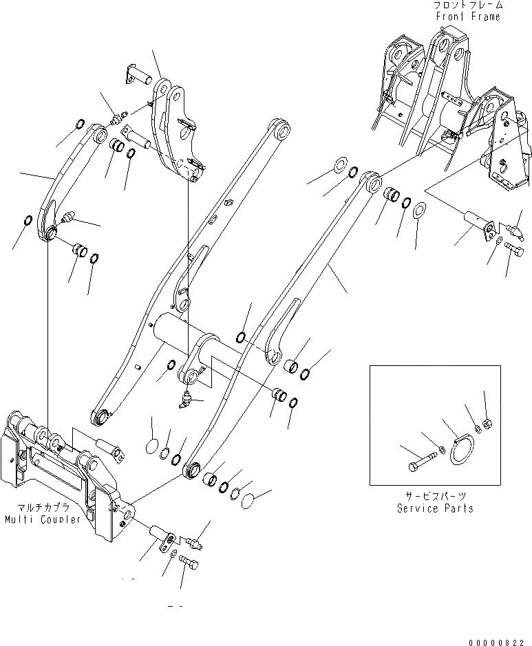 Схема запчастей Komatsu WA250PT-5L - СТРЕЛА И BELL CRANK РАБОЧЕЕ ОБОРУДОВАНИЕ