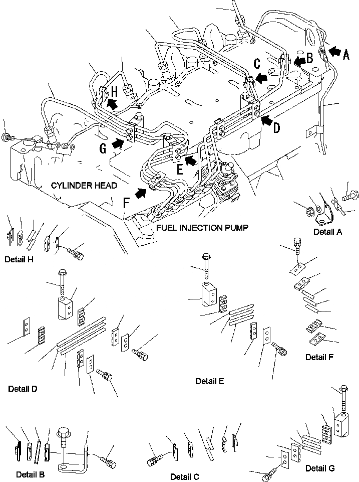 Схема запчастей Komatsu WA320-5L - A-AA ТОПЛИВН. ТРУБКИ ВПРЫСКА ДВИГАТЕЛЬ