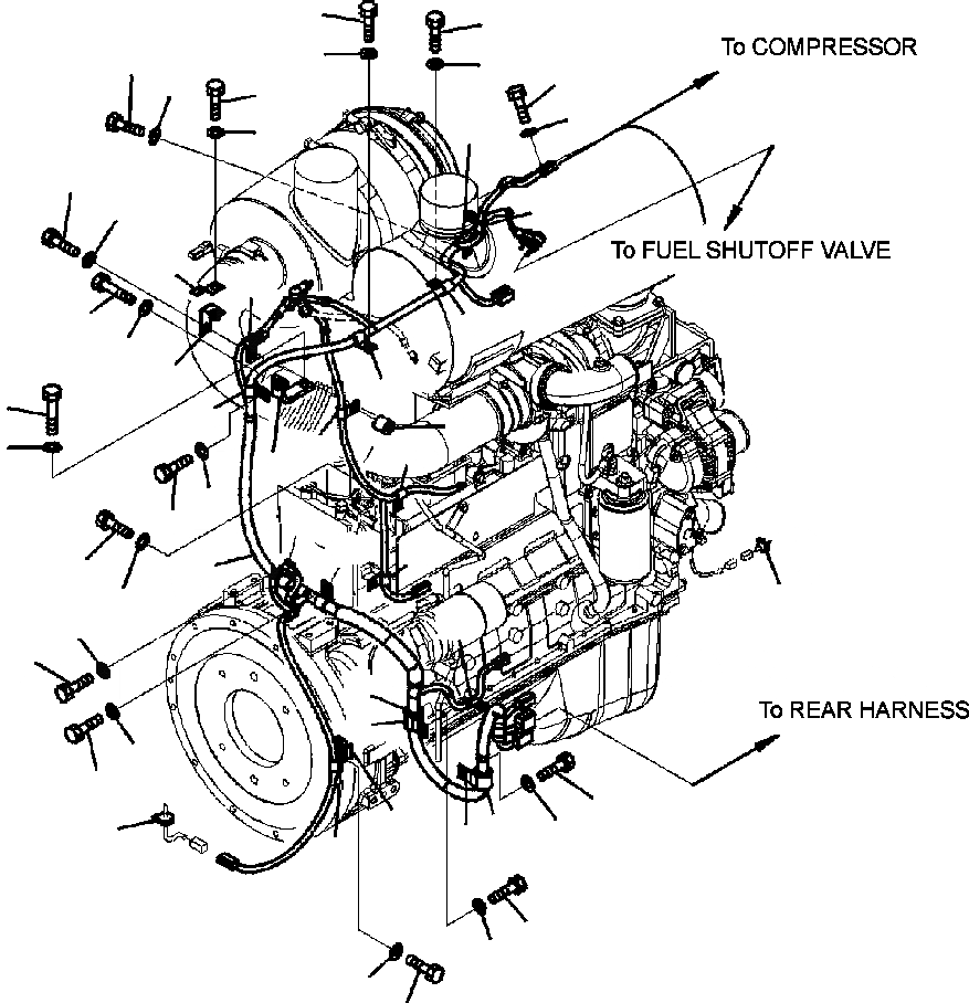 Схема запчастей Komatsu WA320-5L - B-A Э/ПРОВОДКА ДВИГАТЕЛЯ (/) КОМПОНЕНТЫ ДВИГАТЕЛЯ