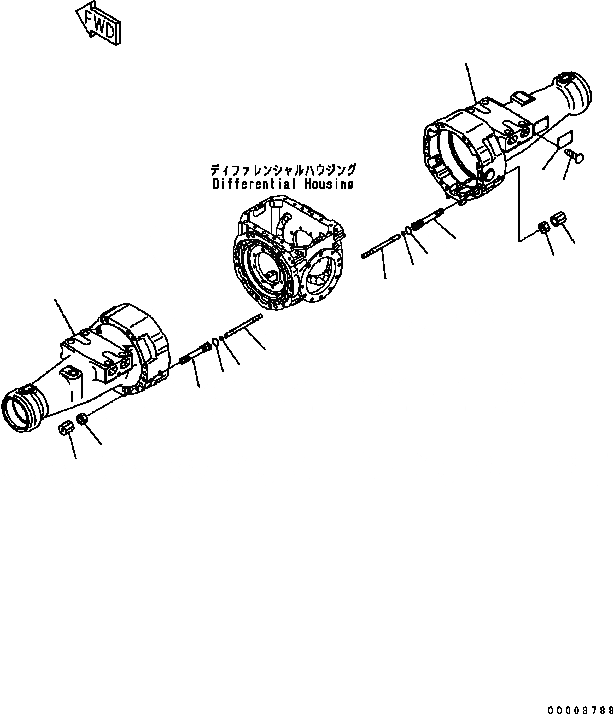 Схема запчастей Komatsu WA320-5 - ПЕРЕДНИЙ МОСТ (КОЖУХ МОСТА) ТРАНСМИССИЯ