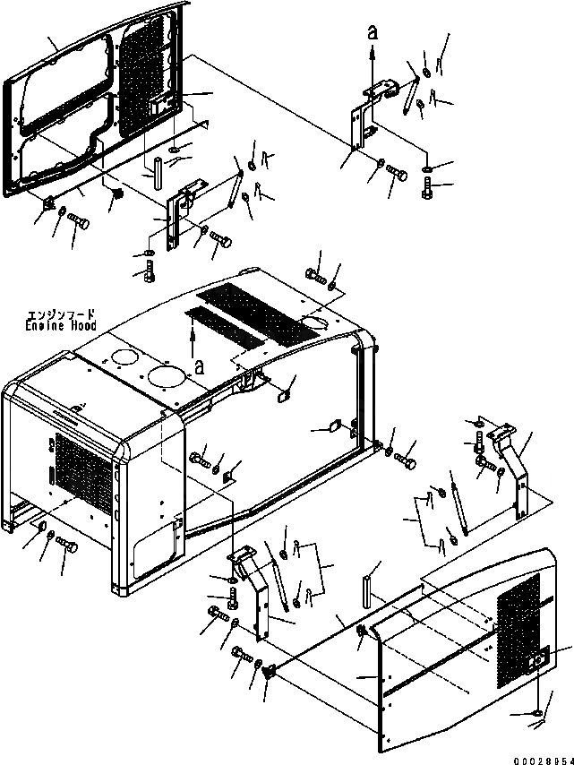 Схема запчастей Komatsu WA320-5 - КАПОТ (ДВЕРЬ) ЧАСТИ КОРПУСАS И КРЫШКИ