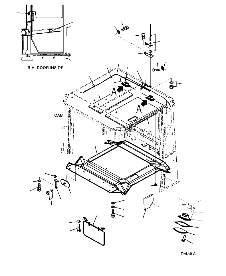 Схема запчастей Komatsu WA320-6 - K-A КАБИНА ROPS ИНТЕРЬЕР, MIRROR, КОЗЫРЕК ОТ СОЛНЦА., АНТЕННА И ГРОМКОГОВОРИТ.S OPERATORXD S ОБСТАНОВКА И СИСТЕМА УПРАВЛЕНИЯ