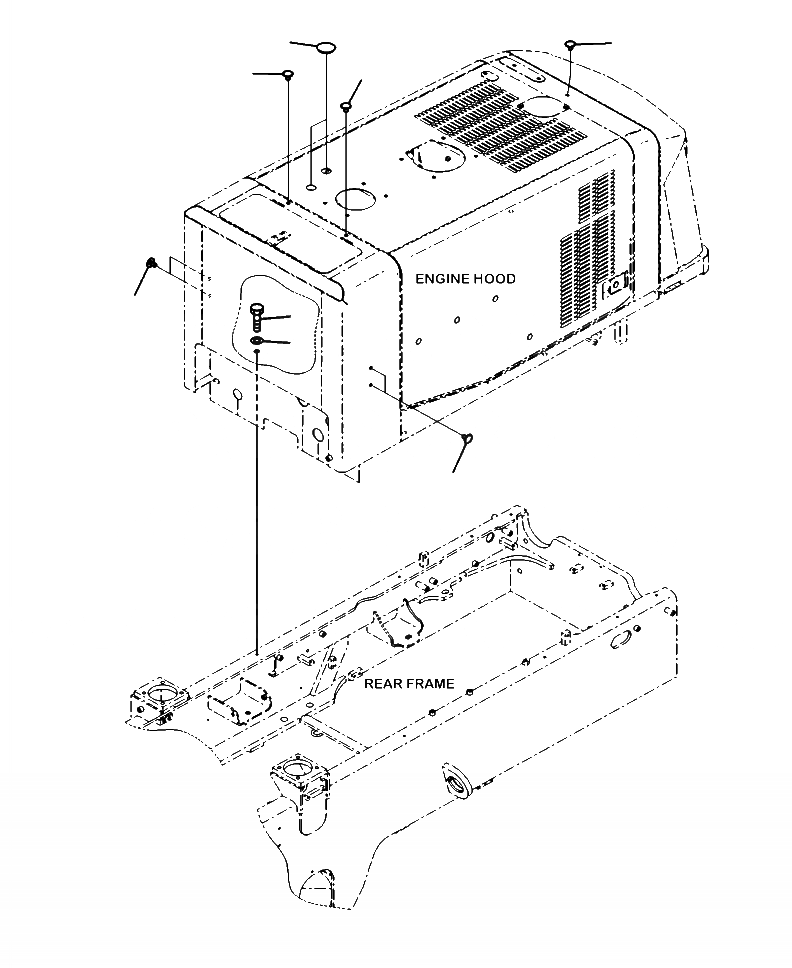 Схема запчастей Komatsu WA320-6 - M-9A КРЕПЛЕНИЕ КАПОТАING ЧАСТИ КОРПУСА