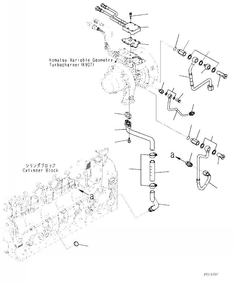 Схема запчастей Komatsu WA320-7 - AT- KOMATSU РЕГУЛИР. GEOMETRY ТУРБОНАГНЕТАТЕЛЬ (KVGT) МАСЛОПРОВОДЯЩАЯ ЛИНИЯ ДВИГАТЕЛЬ