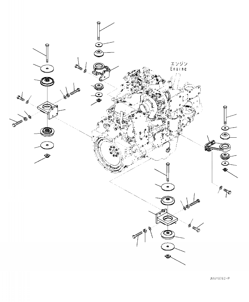Схема запчастей Komatsu WA320-7 - B- КРЕПЛЕНИЕ ДВИГАТЕЛЯ КОМПОНЕНТЫ ДВИГАТЕЛЯ