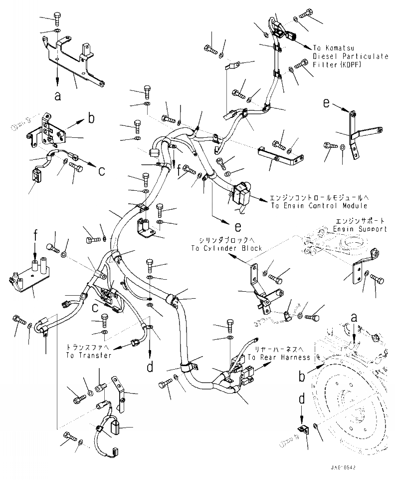 Схема запчастей Komatsu WA320-7 - B- ПРОВОДКА ДВИГАТЕЛЬ ОБСТАНОВКА КОМПОНЕНТЫ ДВИГАТЕЛЯ
