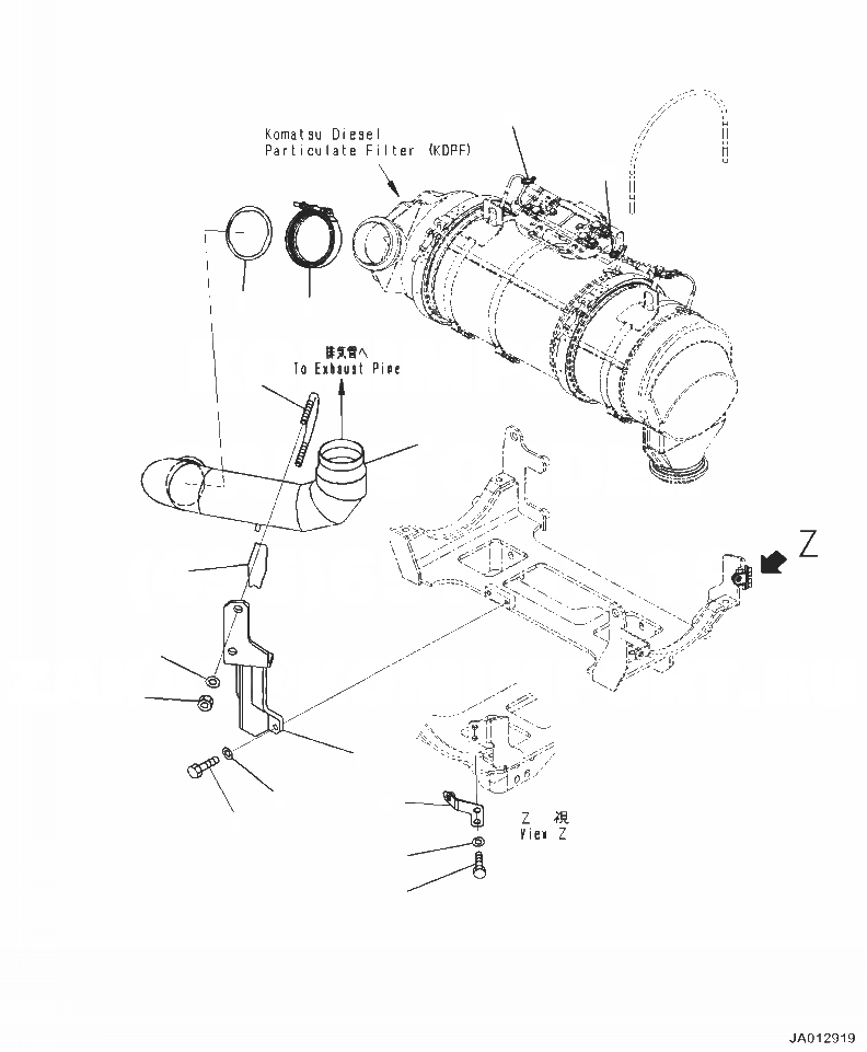 Схема запчастей Komatsu WA320-7 - B- KOMATSU DIESEL ЧАСТЬICULATE ФИЛЬТР. (KDPF) КРЕПЛЕНИЕ КРЕПЛЕНИЕ И КОРПУС КОМПОНЕНТЫ ДВИГАТЕЛЯ