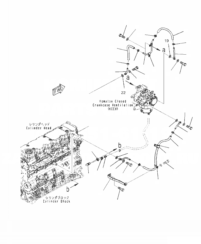 Схема запчастей Komatsu WA320-7 - B-8 KOMATSU ЗАКРЫТ.D CRANKКОРПУС ВЕНТИЛЯТОРILATION (KCCV) КРЕПЛЕНИЕ (/) КОМПОНЕНТЫ ДВИГАТЕЛЯ