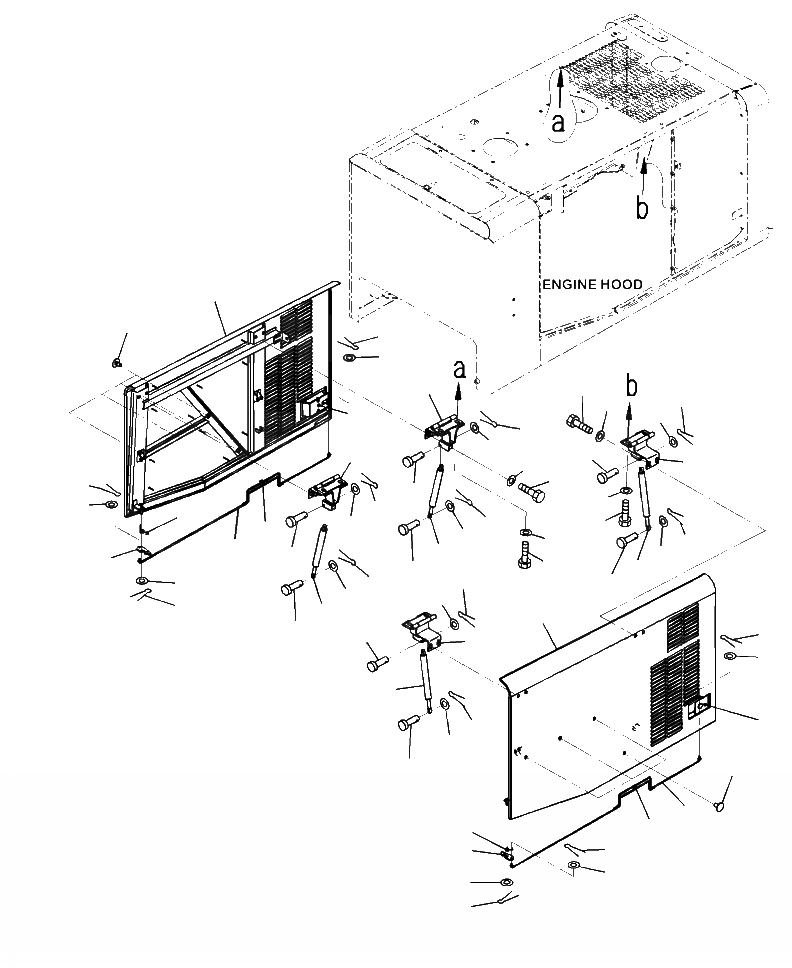 Схема запчастей Komatsu WA320-6 - M-A ДВЕРЦЫ КАПОТА ЧАСТИ КОРПУСА