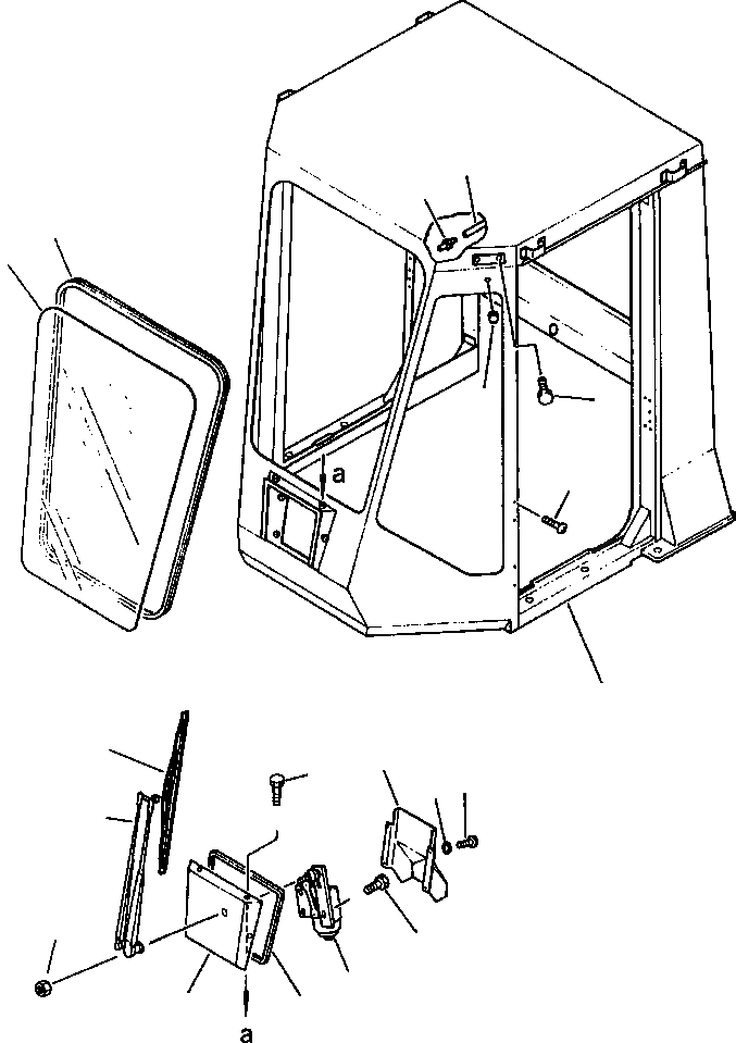 Схема запчастей Komatsu WA320-1LC - КАБИНА ROPS (ПЕРЕДН. WINDЗАЩИТН. И ДВОРНИКИ) РАМА, ЧАСТИ КОРПУСА & SUPERSTRUCTURE