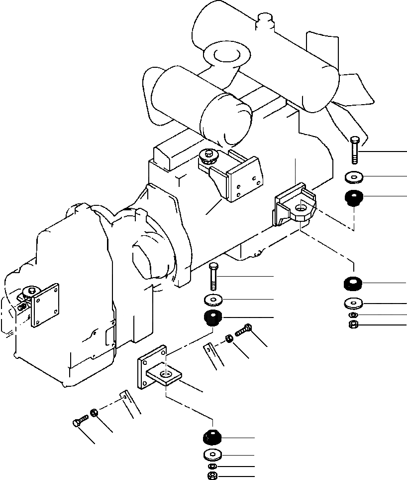 Схема запчастей Komatsu WA320-3L - FIG. B-A КРЕПЛЕНИЕ ДВИГАТЕЛЯ КОМПОНЕНТЫ ДВИГАТЕЛЯ