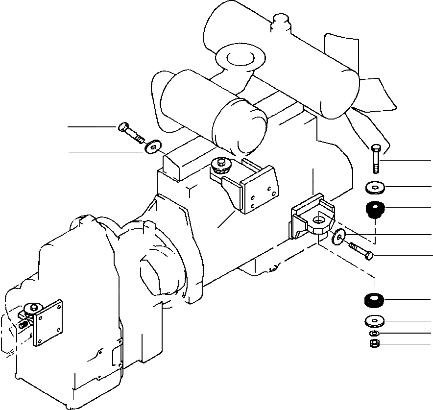 Схема запчастей Komatsu WA320-3MC - FIG NO. B-A КРЕПЛЕНИЕ ДВИГАТЕЛЯ КОМПОНЕНТЫ ДВИГАТЕЛЯ