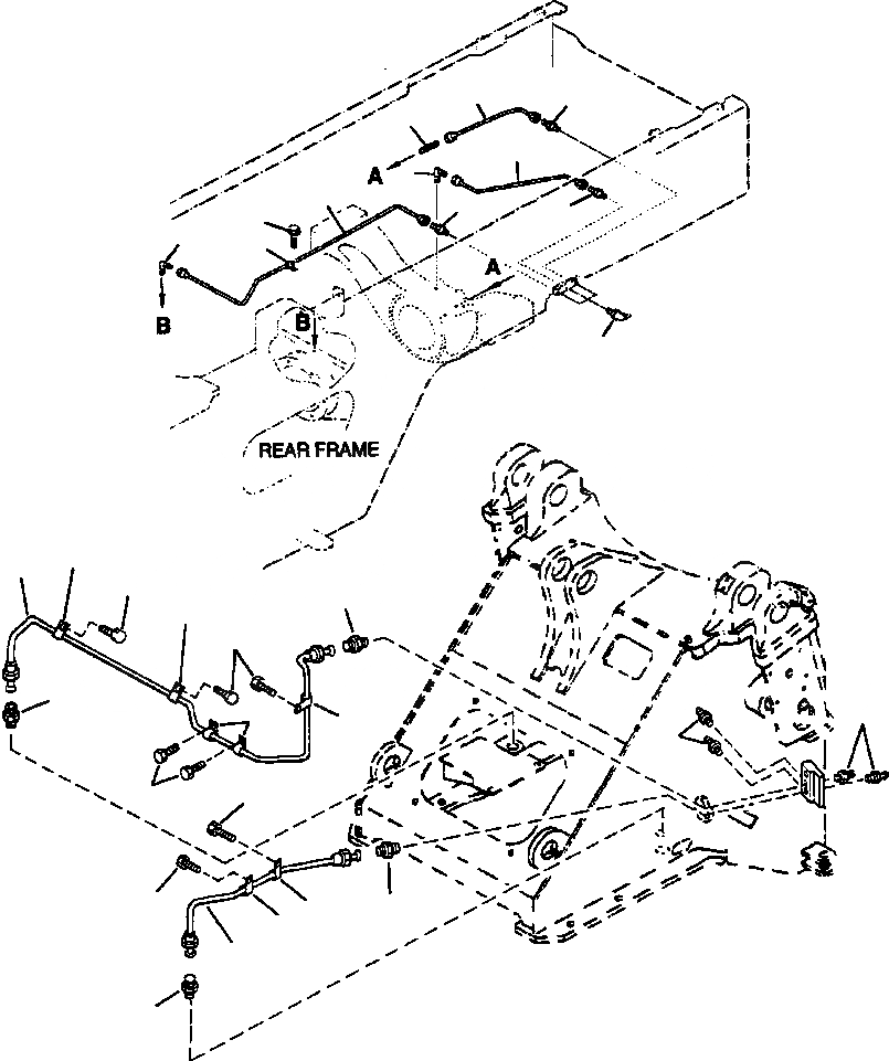 Схема запчастей Komatsu WA320-3MC - FIG NO. J7-A УДАЛЕННАЯ СМАЗКА ЗАДН. МОСТ СУППОРТ ПЕРЕДН. РАМА