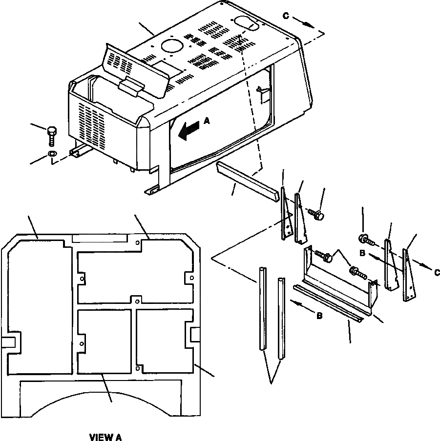 Схема запчастей Komatsu WA320-3MC - FIG NO. M-A КАПОТ КАПОТ И ЭЛЕМЕНТЫ КРЕПЛЕНИЯ ЧАСТИ КОРПУСА