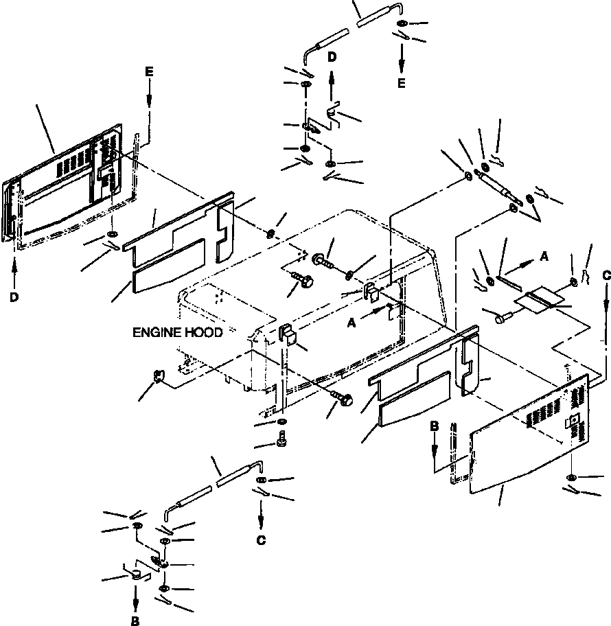 Схема запчастей Komatsu WA320-3MC - FIG NO. M-A ДВЕРЦЫ КАПОТА ЧАСТИ КОРПУСА