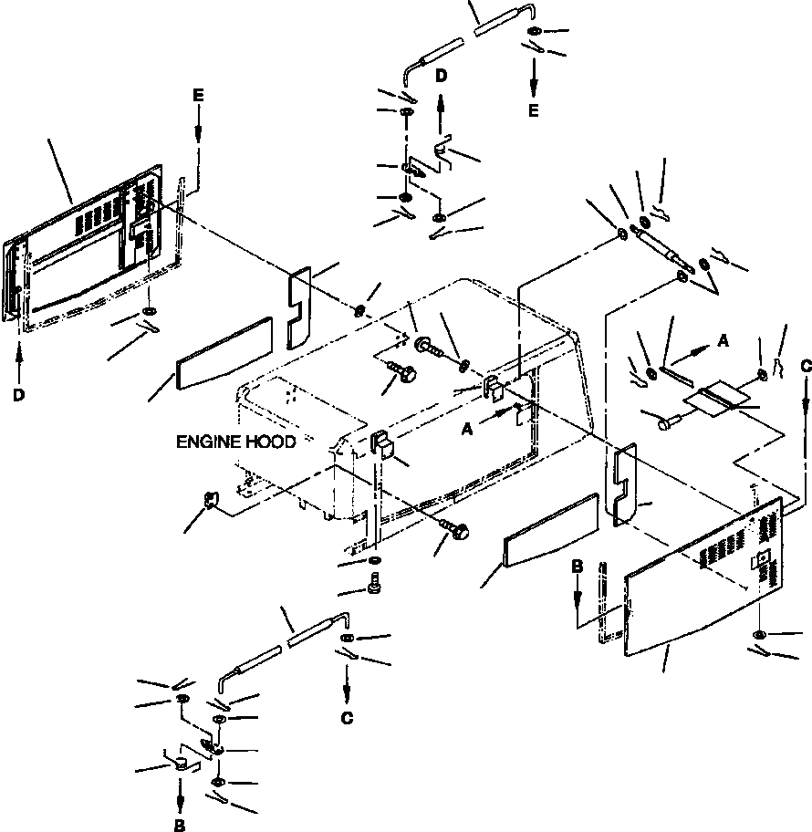 Схема запчастей Komatsu WA320-3MC - FIG NO. M-A ДВЕРЦЫ КАПОТА ЗАДН. ПОЛН. КРЫЛО ЧАСТИ КОРПУСА
