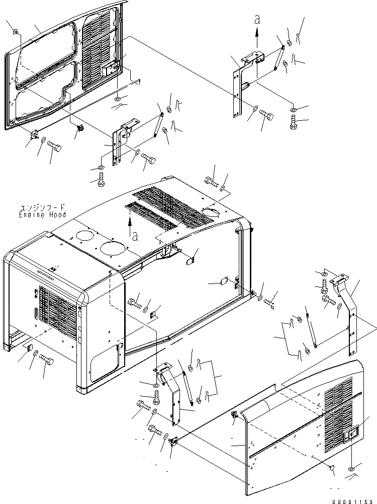 Схема запчастей Komatsu WA320PT-5L - КАПОТ (ДВЕРЬ) ЧАСТИ КОРПУСА