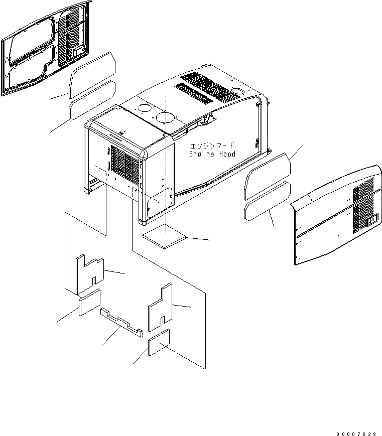 Схема запчастей Komatsu WA320PT-5L - КАПОТ (SOUND INSULATION) ЧАСТИ КОРПУСА