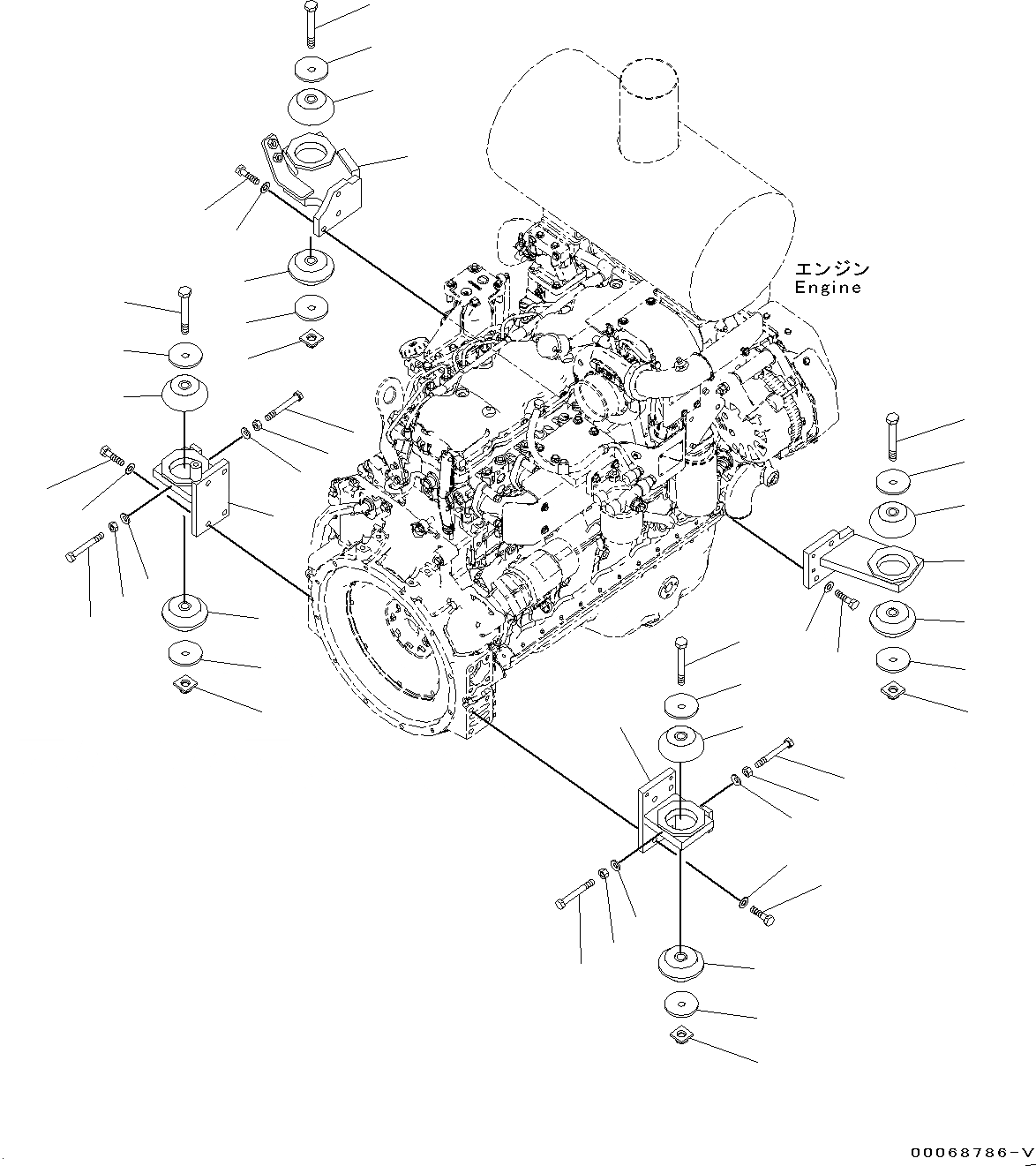 Схема запчастей Komatsu WA320-6 - КРЕПЛЕНИЕ ДВИГАТЕЛЯ КРЕПЛЕНИЕ ДВИГАТЕЛЯ
