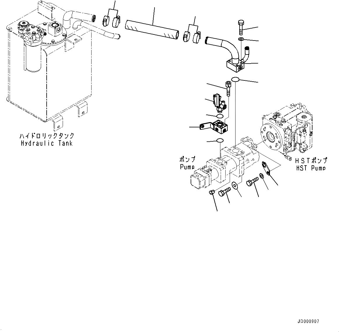 Схема запчастей Komatsu WA320-6 - ГИДРАВЛ МАСЛ. НАСОС, ВСАСЫВ. ТРУБЫ ГИДРАВЛ МАСЛ. НАСОС