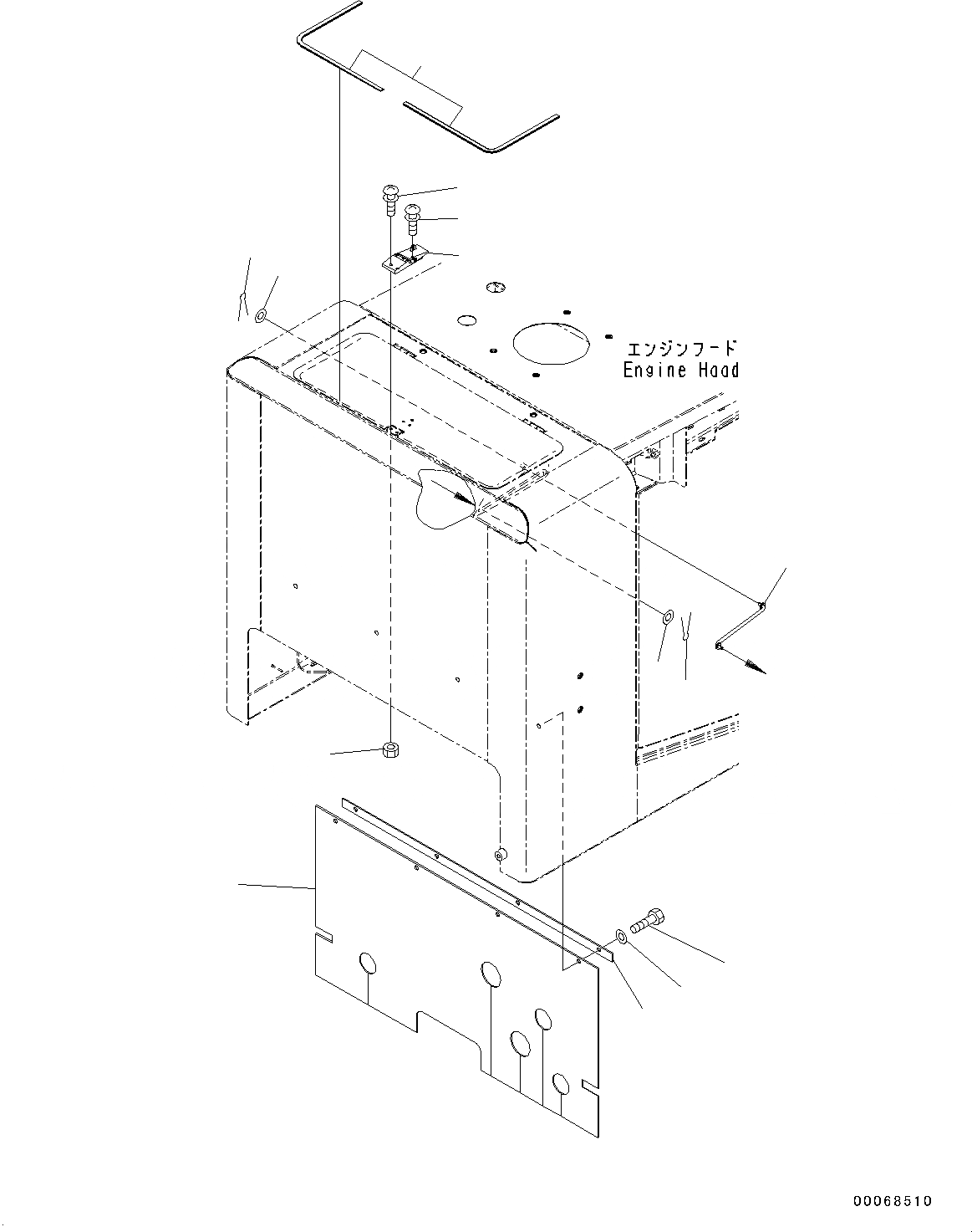 Схема запчастей Komatsu WA320-6 Highlift - КАПОТ, BULKHEAD КАПОТ