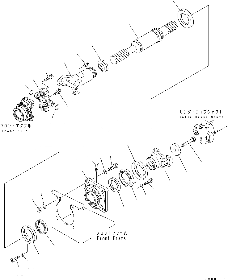 Схема запчастей Komatsu WA380-5L - ВЕДУЩ. ВАЛ (ПЕРЕДН.) СИЛОВАЯ ПЕРЕДАЧА И КОНЕЧНАЯ ПЕРЕДАЧА