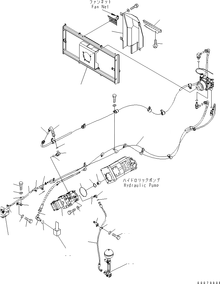 Схема запчастей Komatsu WA380-5L - МОТОР ВЕНТИЛЯТОРА COVER ГИДРАВЛИКА