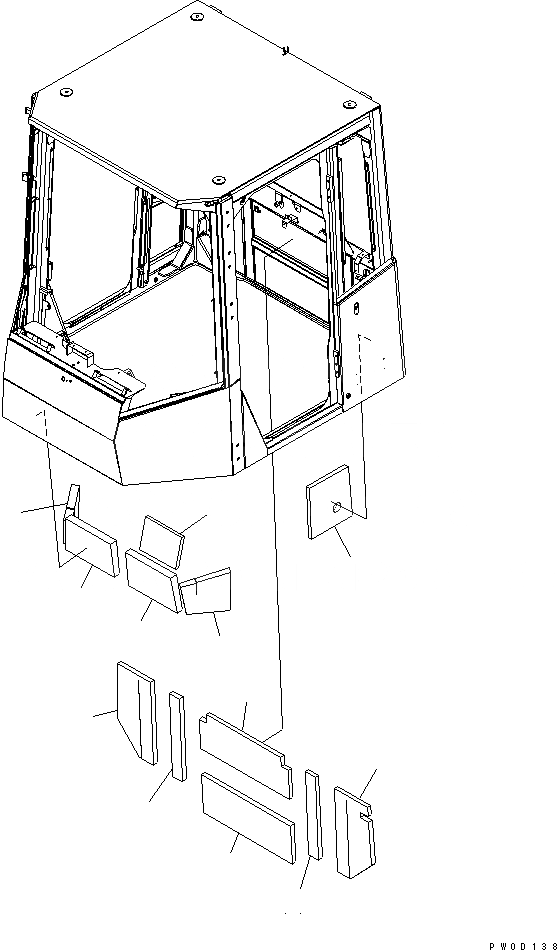 Схема запчастей Komatsu WA380-5L - КАБИНА ROPS (INSULATION ПАНЕЛЬS)(№A-A89) КАБИНА ОПЕРАТОРА И СИСТЕМА УПРАВЛЕНИЯ