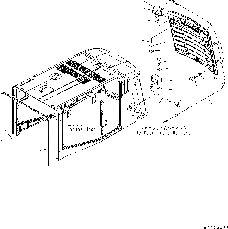 Схема запчастей Komatsu WA380-5L - КАПОТ (СИГНАЛ. ЗАДНЕГО ХОДА И ЗАДН. РАБОЧ. ОСВЕЩЕНИЕ) ЧАСТИ КОРПУСА