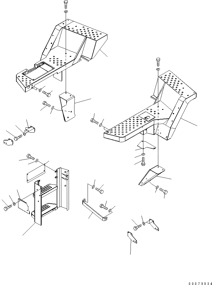 Схема запчастей Komatsu WA380-5L - ЛЕСТНИЦА (СУППОРТ КРЕПЛЕНИЕ И COVER) ЧАСТИ КОРПУСА