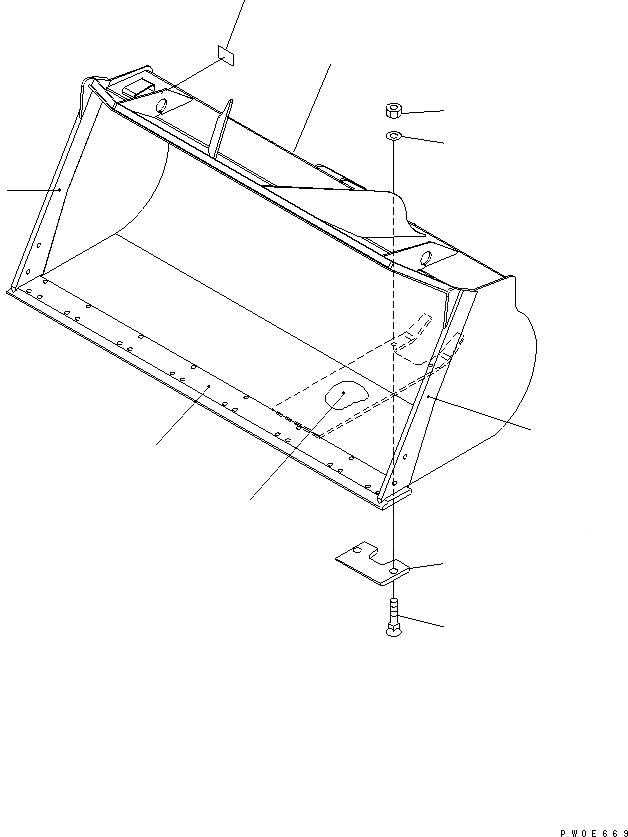 Схема запчастей Komatsu WA380-5L - КОВШ (.8 CUBIC METER) (. CUBIC METER С РЕЖУЩ. КРОМКОЙ НА БОЛТАХE.) (LIGHT МАТЕРИАЛERIAL) РАБОЧЕЕ ОБОРУДОВАНИЕ