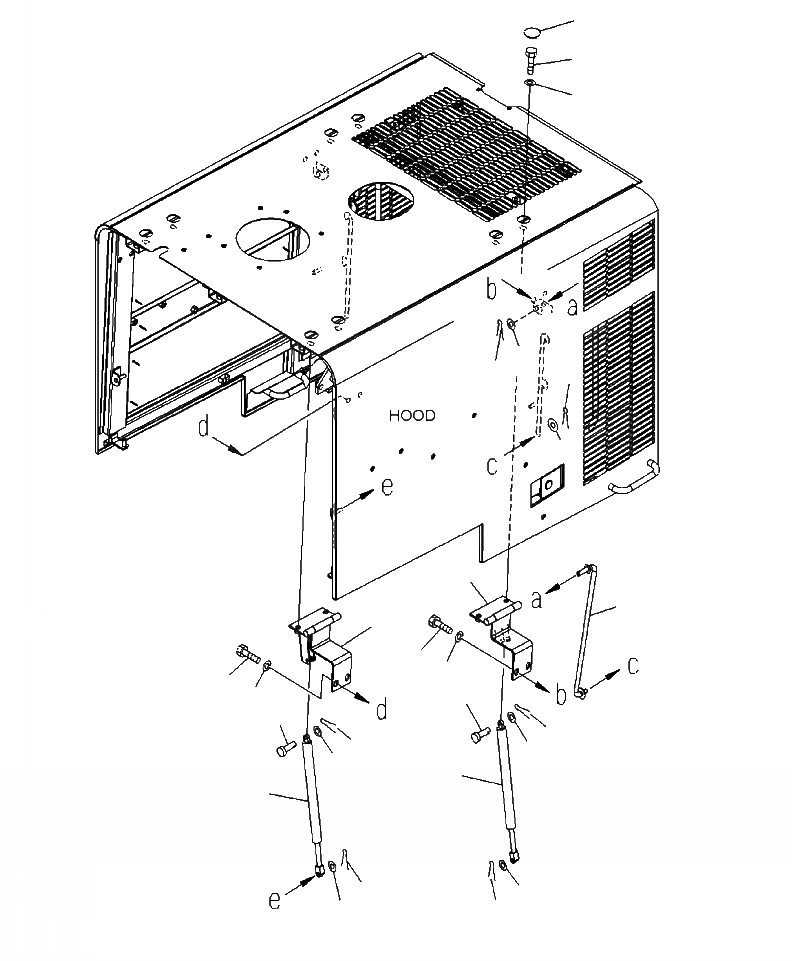 Схема запчастей Komatsu WA380-6 - M-A КАПОТ GAS SPRING КРЕПЛЕНИЕ (ПОЛН. КРЫЛО) ЧАСТИ КОРПУСА