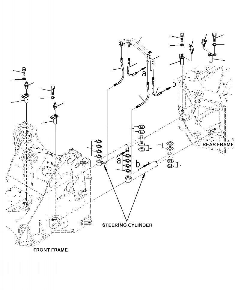 Схема запчастей Komatsu WA380-7 - J-A ЦИЛИНДР РУЛЕВ. УПР-Я ПАЛЕЦS И ПАТРУБКИ ОСНОВНАЯ РАМА И ЕЕ ЧАСТИ