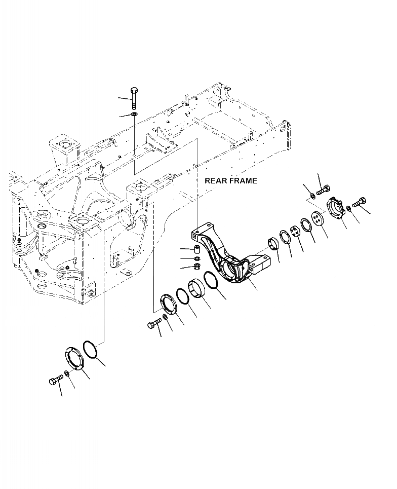 Схема запчастей Komatsu WA380-7 - J-A ЗАДН. МОСТ СУППОРТ ОСНОВНАЯ РАМА И ЕЕ ЧАСТИ