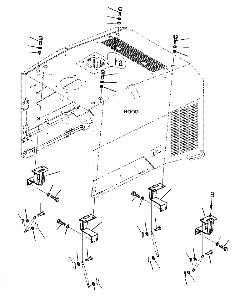 Схема запчастей Komatsu WA380-7 - M-A КАПОТ HINGE ЧАСТИ КОРПУСА