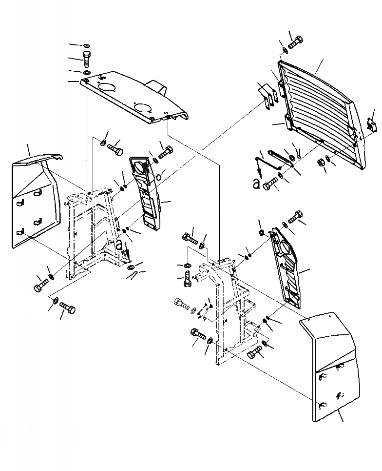 Схема запчастей Komatsu WA380-7 - M-9A КАПОТ РЕШЕТКА (/) ЧАСТИ КОРПУСА